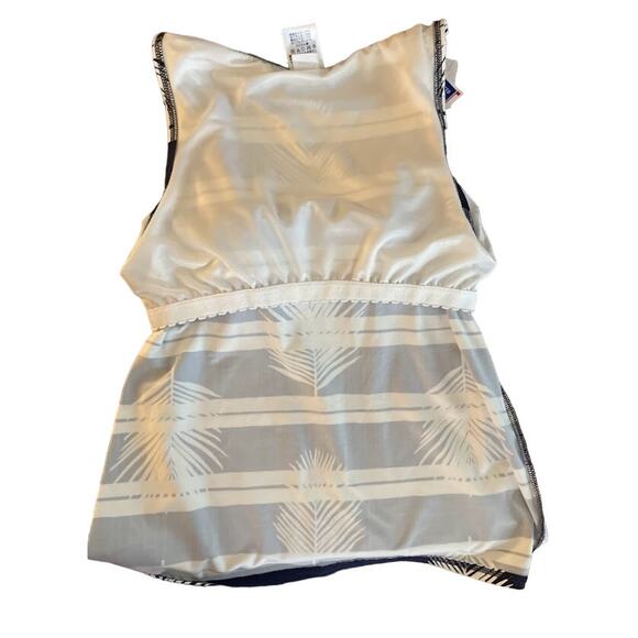 Lands' End Navy Stripe Leaf Tankini Swim Top - Size 8 Petite - Picture 3 of 6